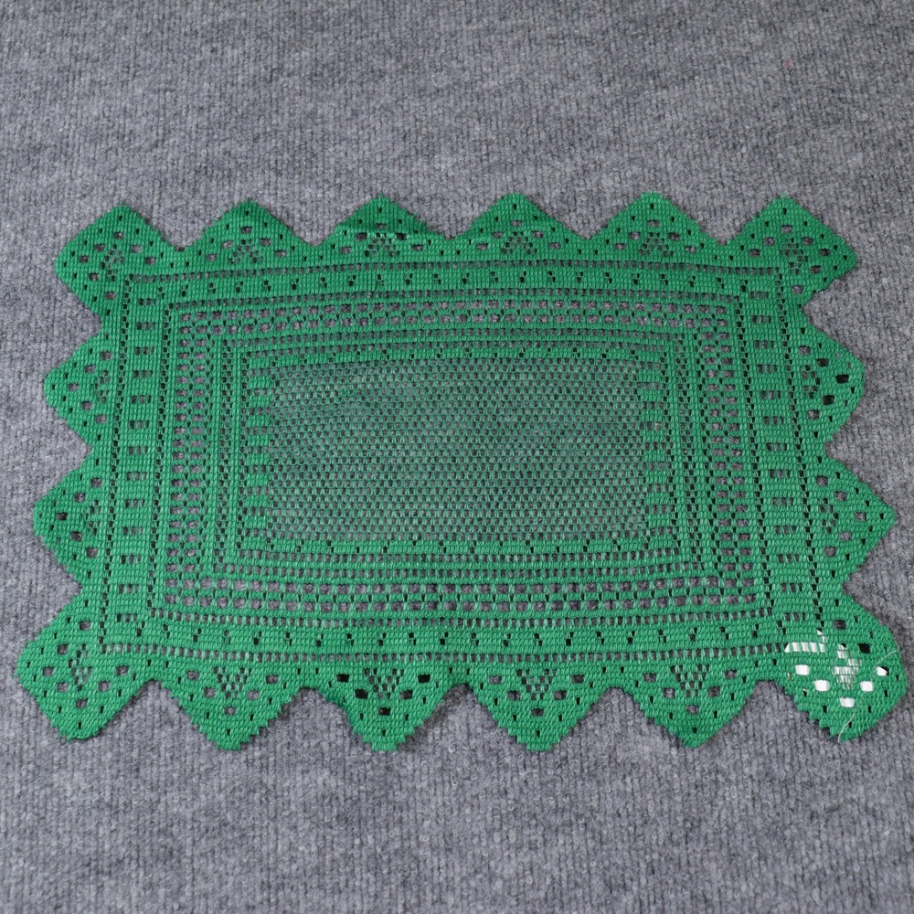 Green Lace Christmas Placemats Set (12) Scalloped Edge Holiday Table Decor 18x12